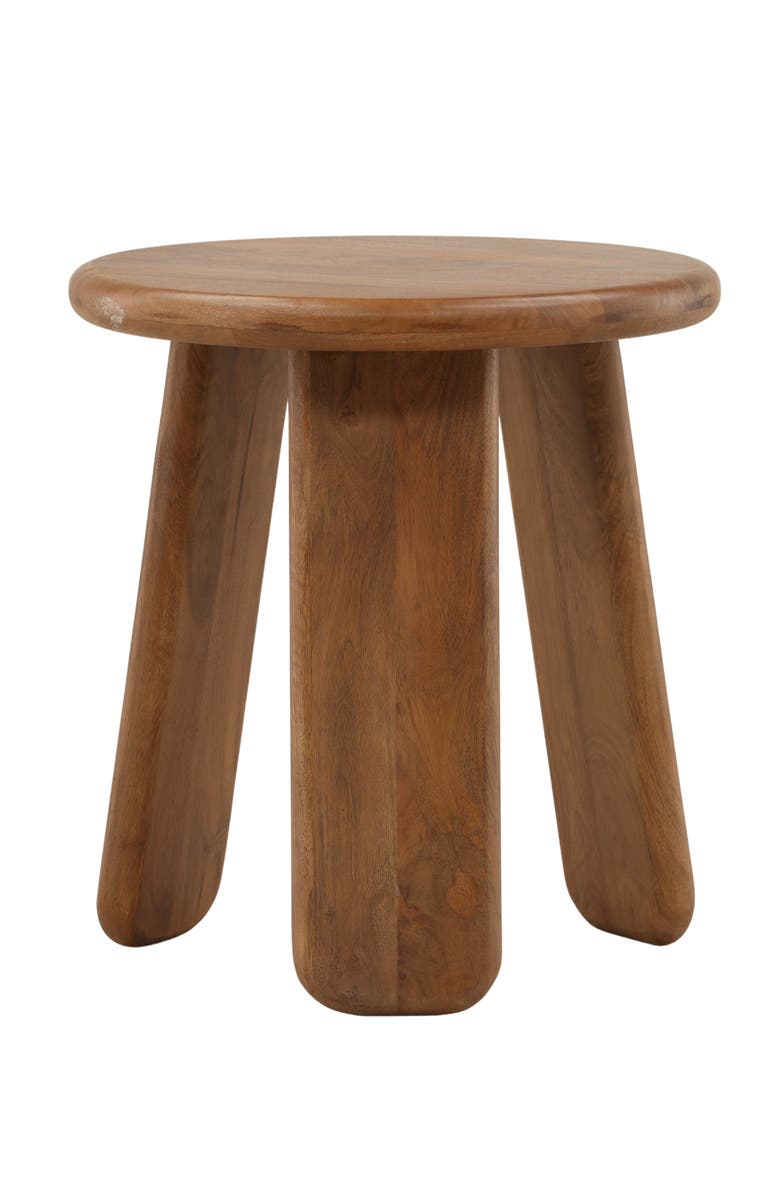 Dovetail Furniture Winslow Mango Wood Round Side Table, Main, color, Brown