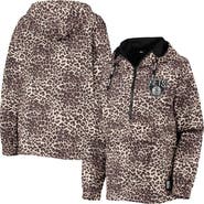 G-III SPORTS BY CARL BANKS Women's DKNY Sport Leopard Brooklyn Nets Gabriella Windbreaker Half-Zip Hoodie