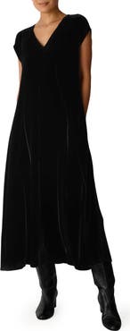 Eileen Fisher Velvet V-Neck Midi Dress