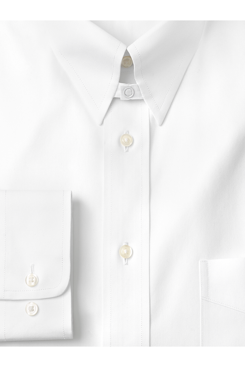 Tailored Fit Non-iron Cotton Pinpoint Solid Snap Tab Collar Dress Shirt, Alternate, color, White
