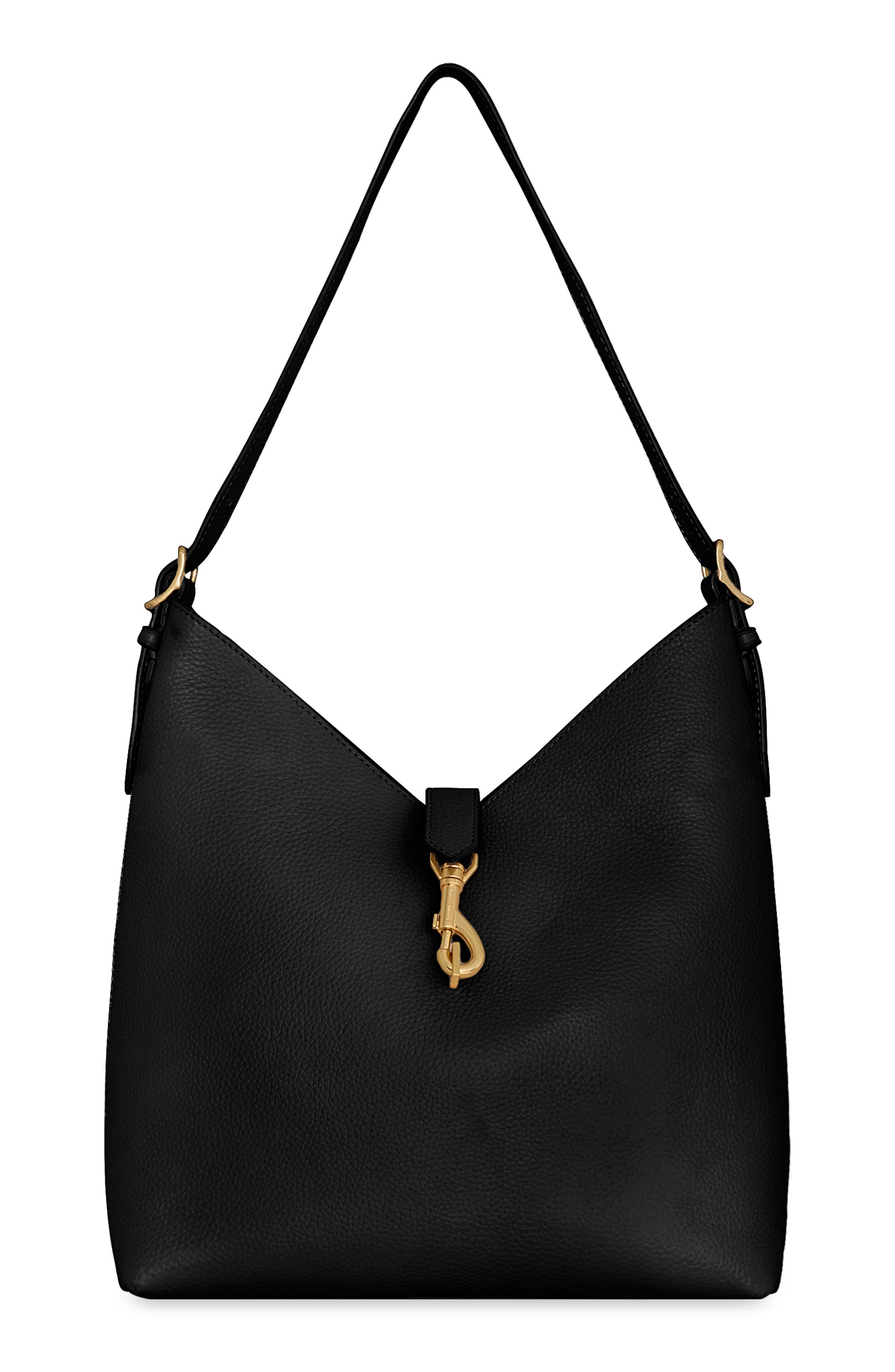Rebecca Minkoff Mini Megan Leather Hobo Bag, Main, color, Black