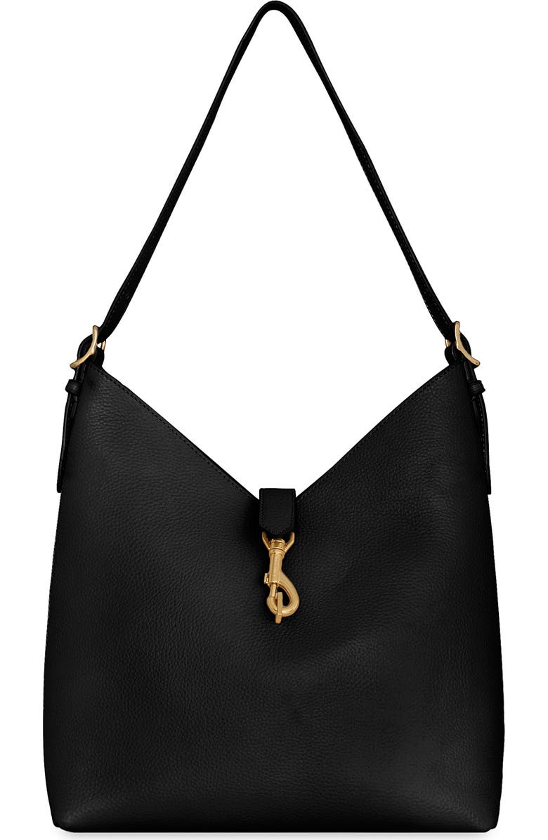 Rebecca Minkoff Mini Megan Leather Hobo Bag, Main, color, Black