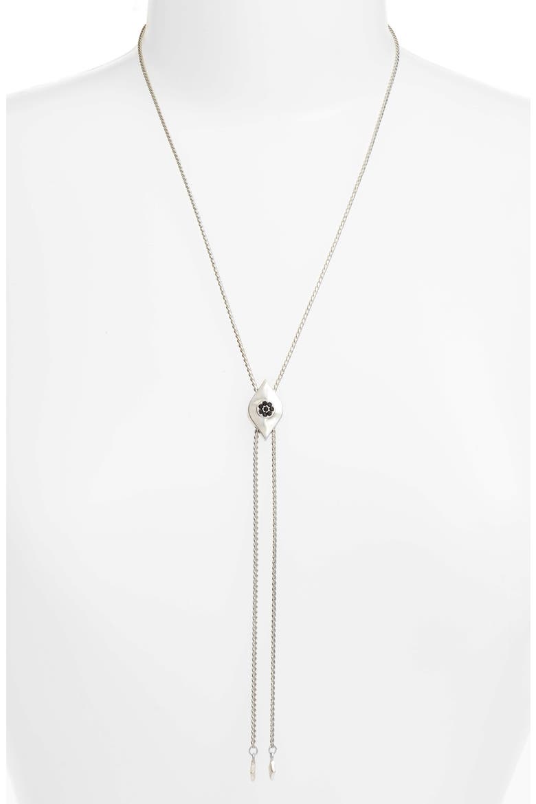 Marquise Slide Bolo Necklace, Main, color, BLACK- RHODIUM