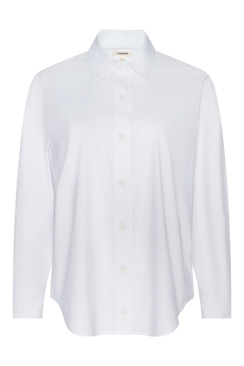 Rylie Relaxed Fit Organic Cotton Blend Button-Up Shirt, Alternate, color, WHITE