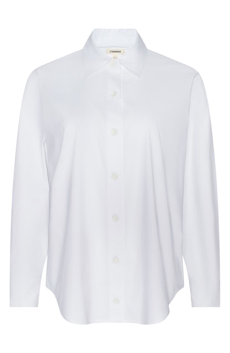 L'AGENCE Rylie Relaxed Fit Organic Cotton Blend Button-Up Shirt, Alternate, color, White