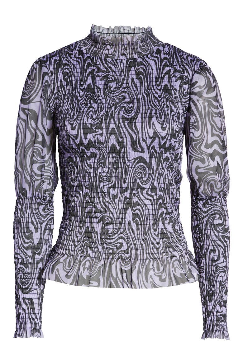 Shirred Long Sleeve Top, Alternate, color, MEDIUM PURPLE