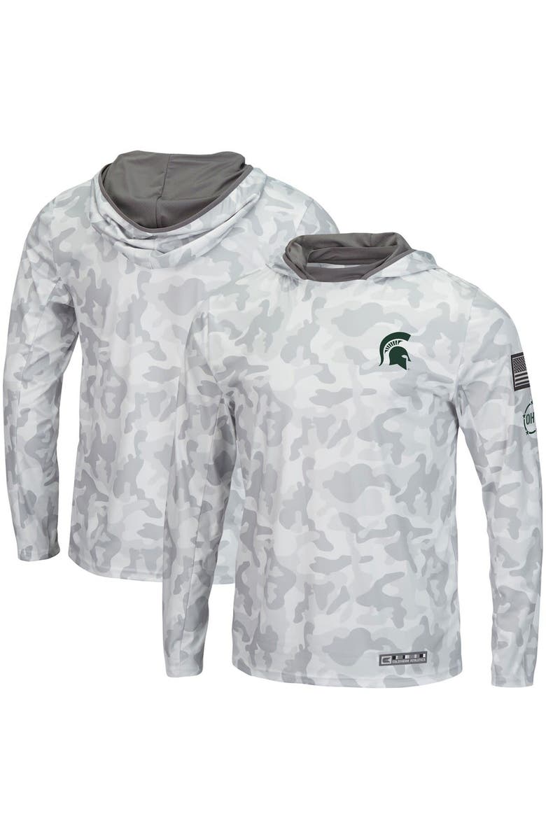 COLOSSEUM Men's Colosseum Arctic Camo Michigan State Spartans OHT Military Appreciation Long Sleeve Hoodie Top, Main, color, Arctic Camo