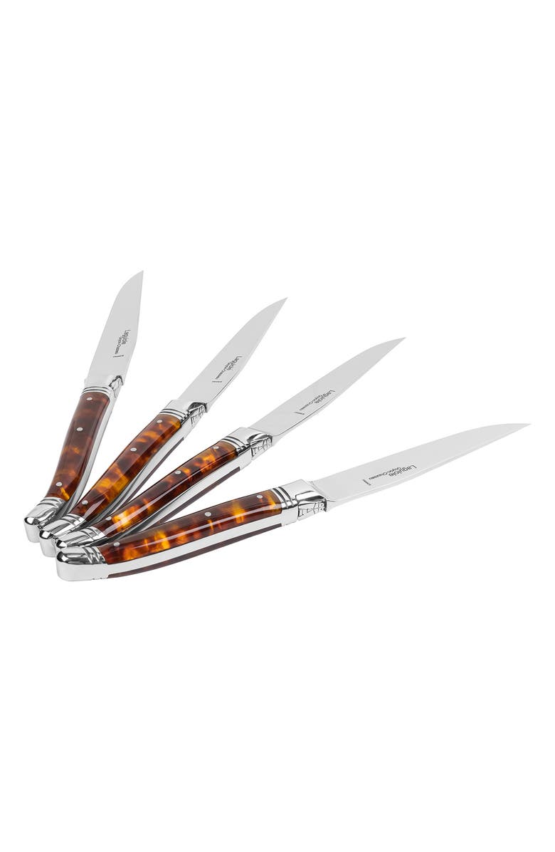 Goyon-Chazeau Set of 4 Laguiole Steak Knives, Alternate, color, Tortoise Shell