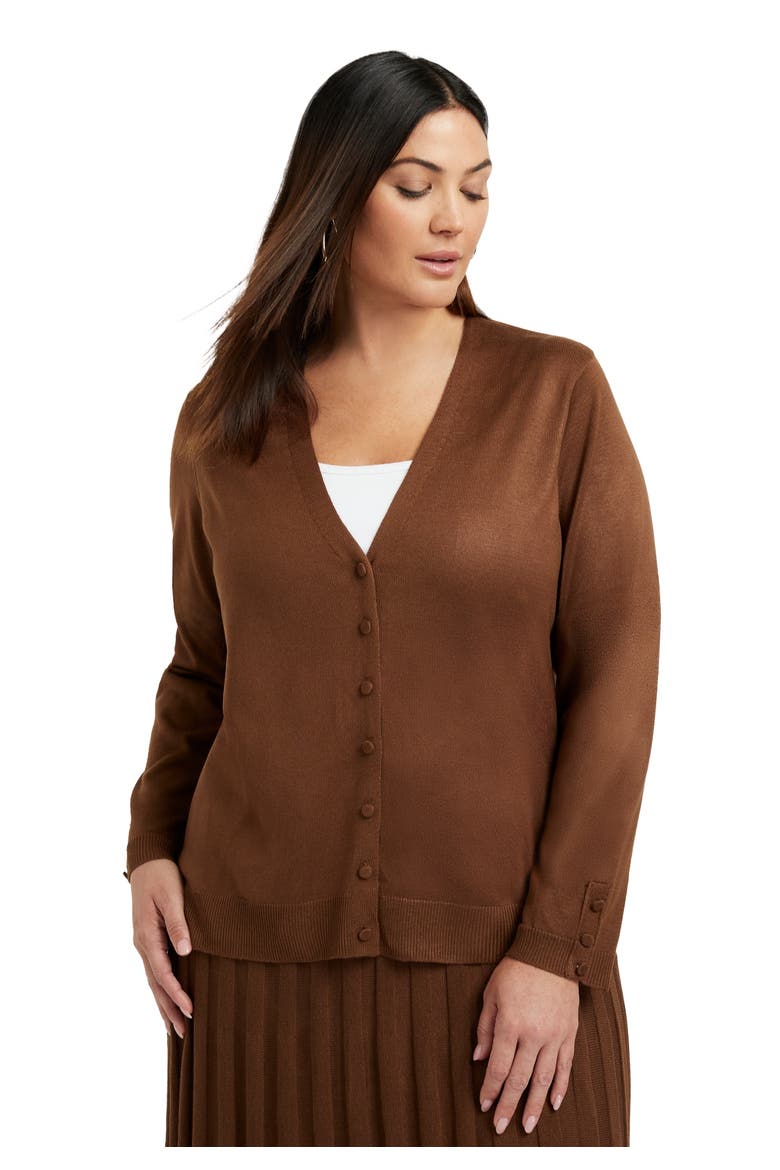 Button-Sleeve Cardigan, Main, color, COCOA BROWN