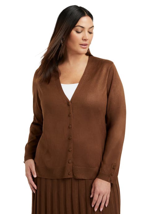 Button-Sleeve Cardigan (Plus Available)