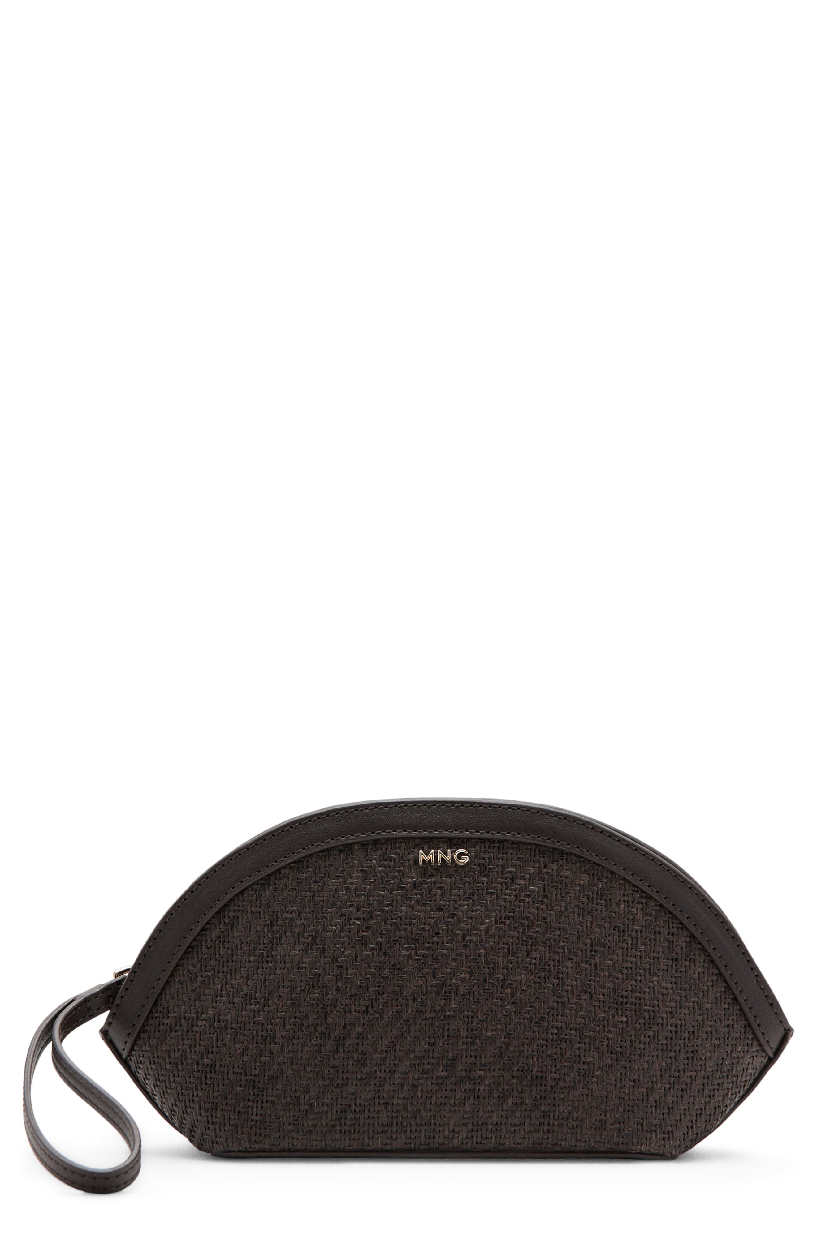 MANGO Natural Fiber Wristlet, Main, color, Chocolate
