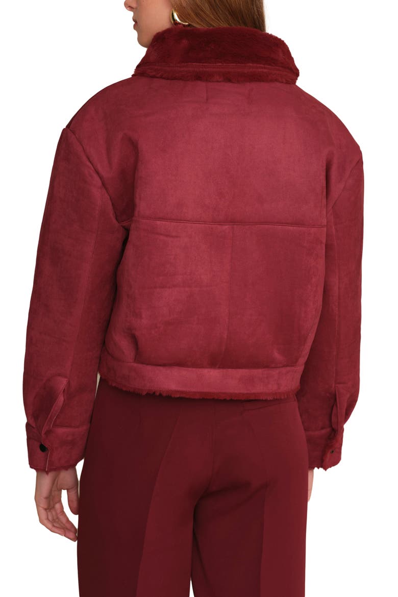 Mathew Faux Suede & Faux Shearling Jacket, Alternate, color, BURGUNDY