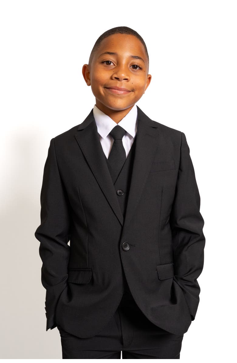 Peanut Butter Collection Kids' Luxor 5-Piece Slim Fit Suit, Alternate, color, Kem Black