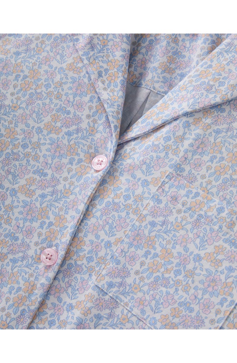 Petite Plume Olivia Floral Wide Leg Pima Cotton Pajamas, Alternate, color, White