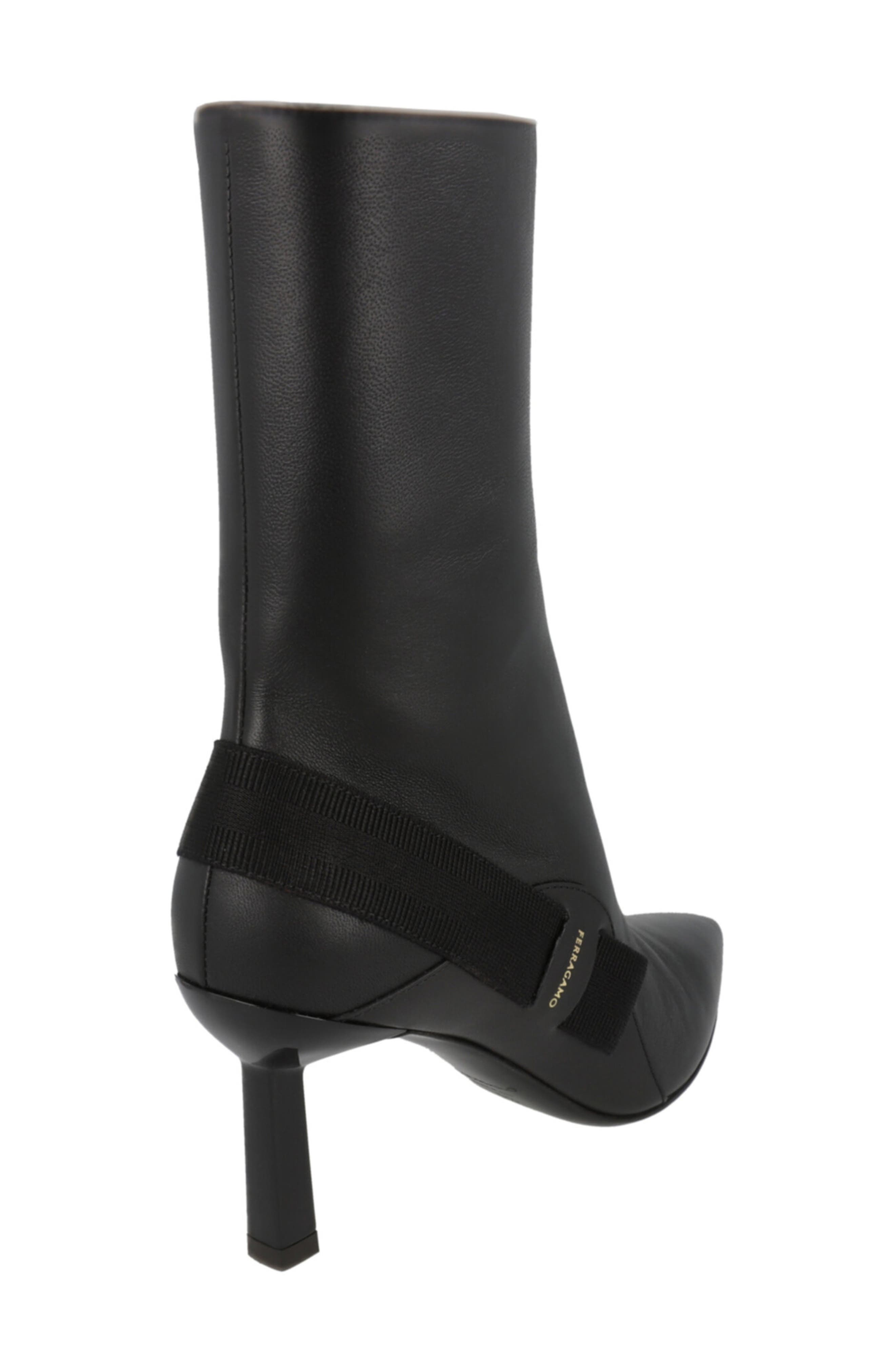 FERRAGAMO Virgilia Leather Kitten Heel Boot, Alternate, color, Black