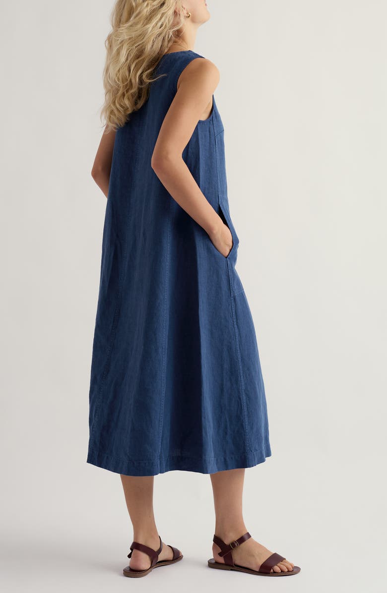Seasalt Cornwall Cresting Waves Sleeveless Linen A-Line Dress, Alternate, color, Dark Voyage