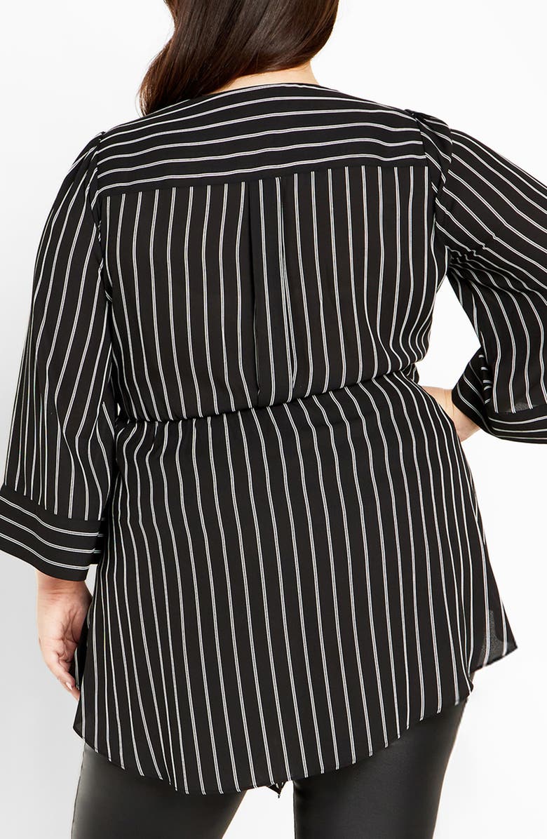 City Chic Jemma Leopard Print Wrap Tunic Top, Alternate, color, Stripe