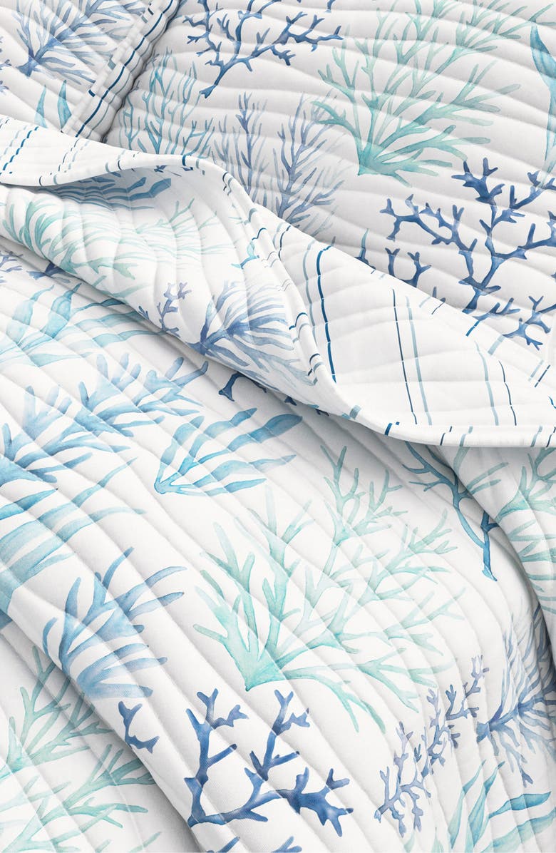 Woven & Weft Watercolor Coral Reversible Microfiber Quilt Set, Alternate, color, Watercolor Coral