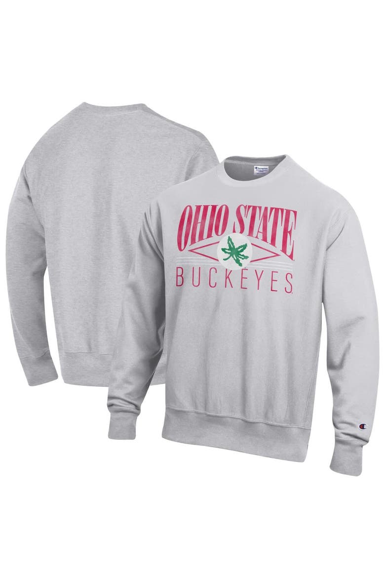 Men's Champion Gray Ohio State Buckeyes Reverse Weave Fleece Sweatshirt, Main, color, Gray