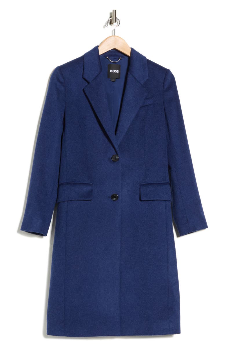 BOSS Catara Wool & Cashmere Blend Coat, Alternate, color, Blue