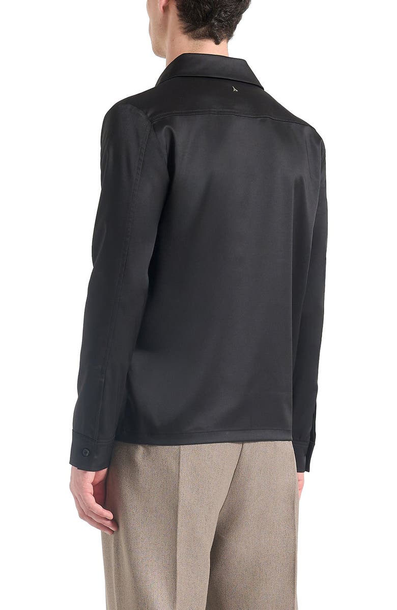 Manière De Voir Alban Satin Double Breasted Shirt, Alternate, color, Black