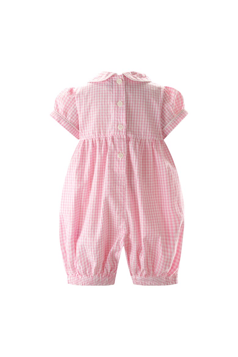 Gingham Bunny Smocked Babysuit, Alternate, color, Pink