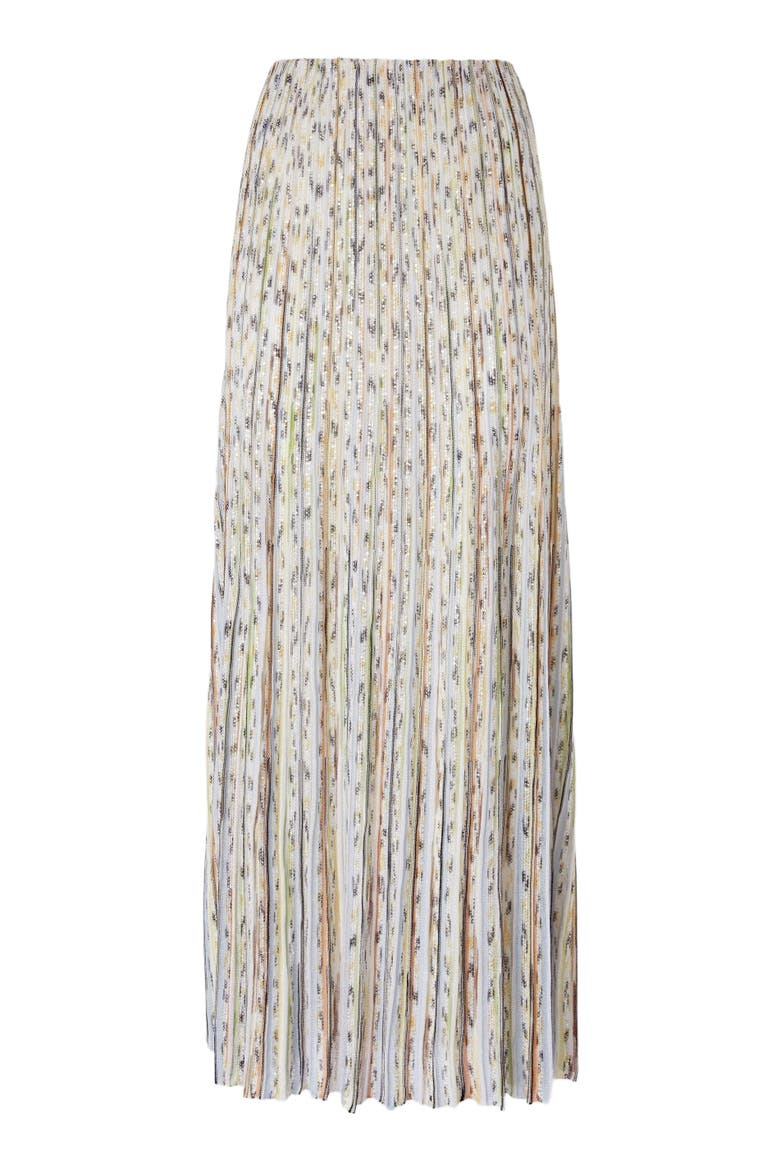 Long Skirt In Ribbed Space-dye Viscose With Sequins, Alternate, color, Multicoloured