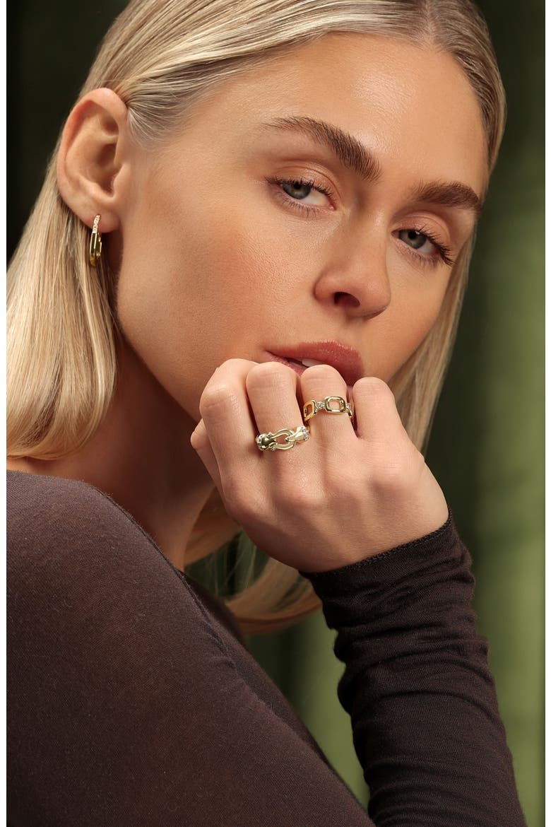 Modern Muse CZ Oval Hoop Earrings, Alternate, color, GOLD