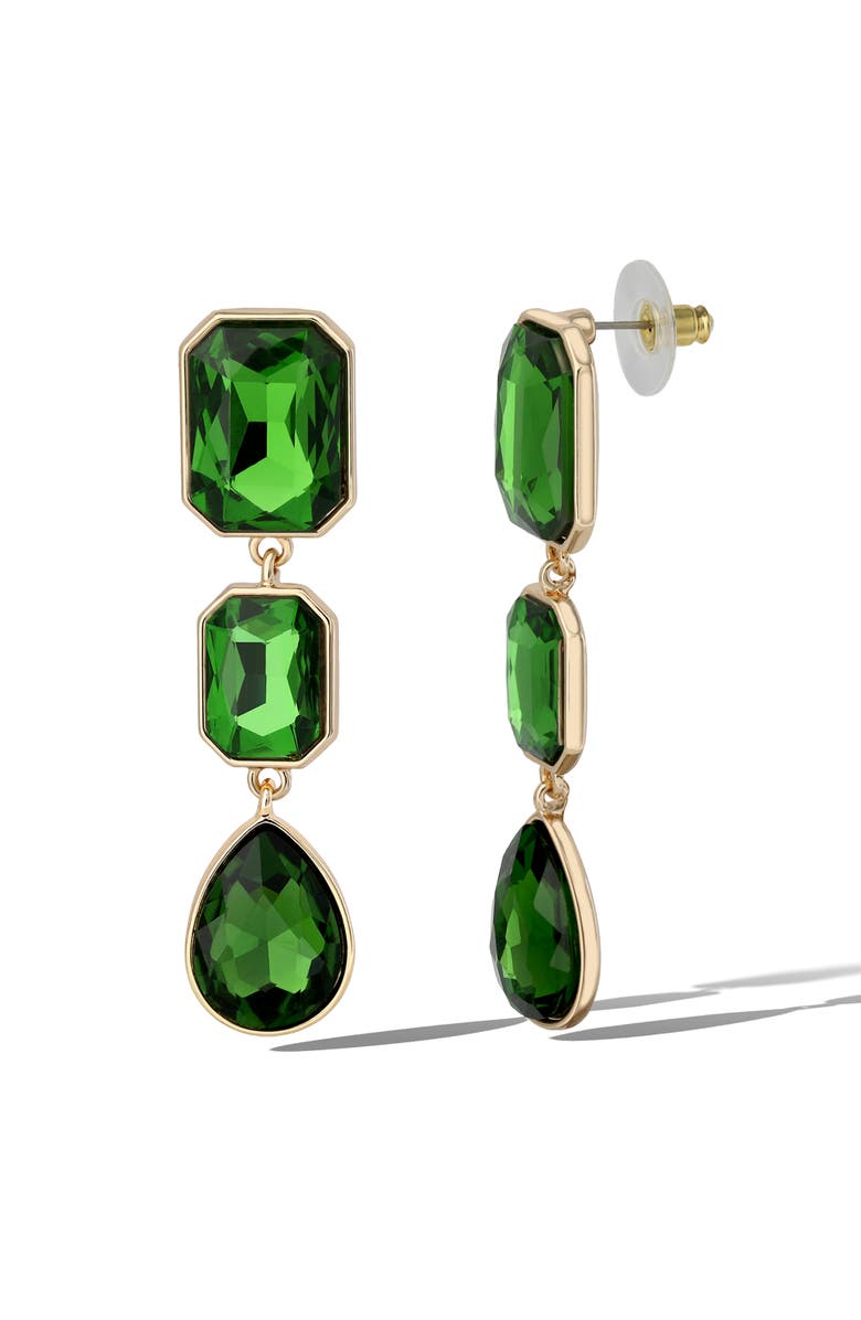 Jessica Simpson Green Crystal Drop Earrings, Alternate, color, 