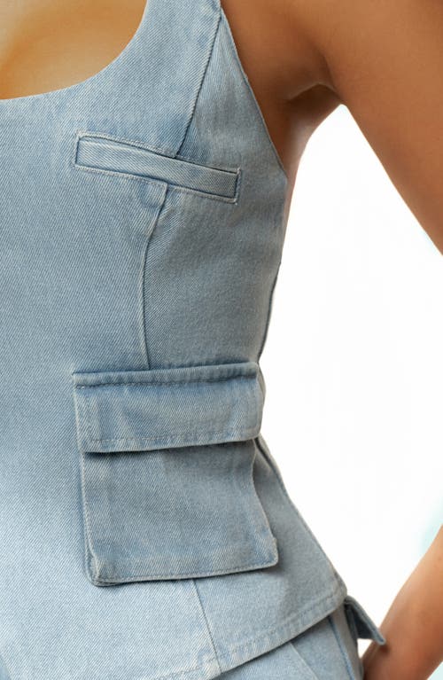 Jluxlabel Josie Denim Halter Top In Blue