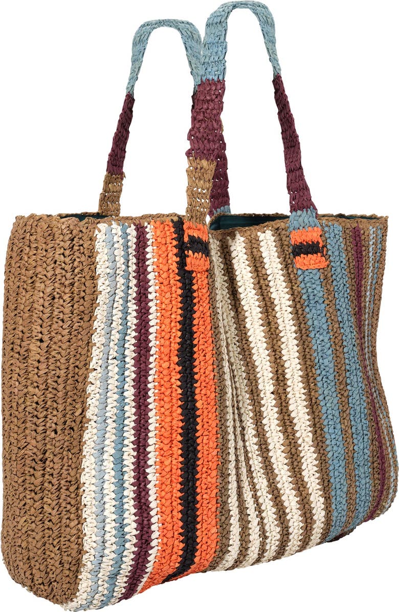 Faherty straw stripe beach tote, Alternate, color, Canyon Stripe