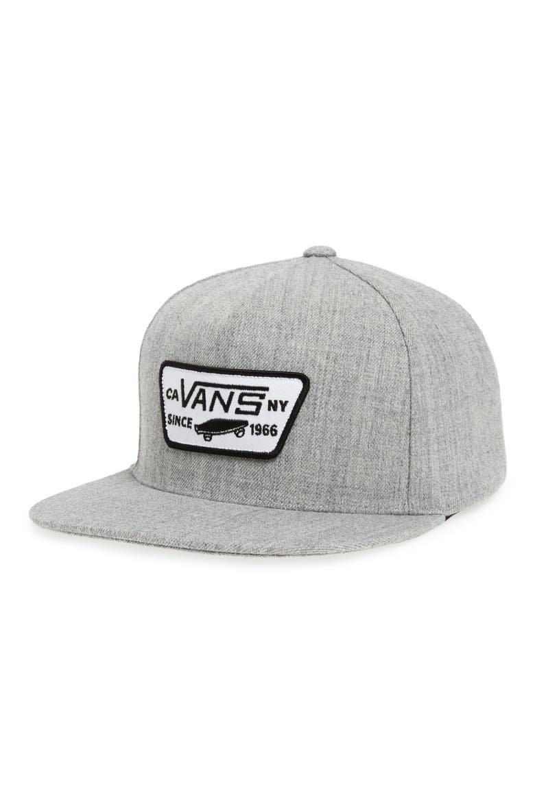 'Full Patch' Snapback Hat, Main, color, HEATHER GREY