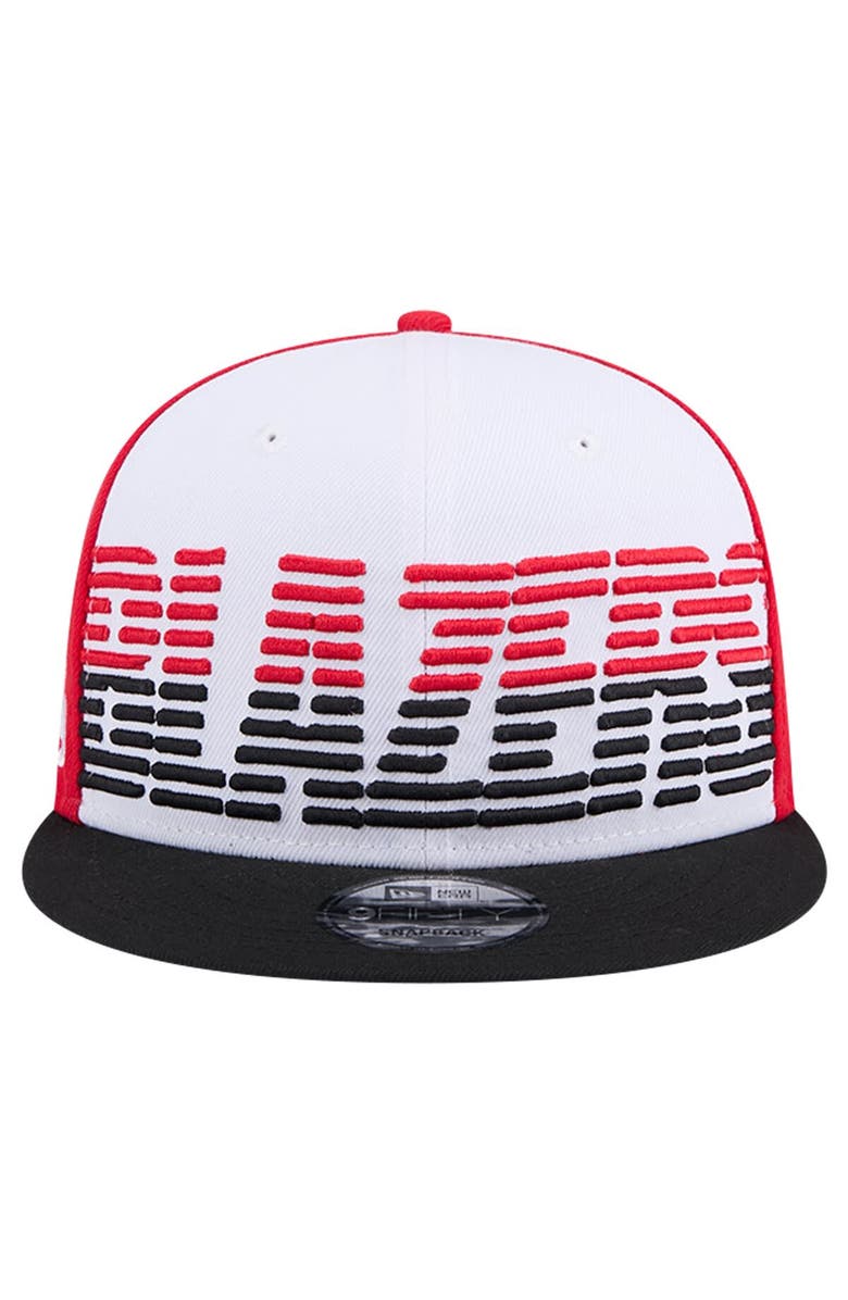 New Era Men's New Era White/Black Portland Trail Blazers Throwback Gradient Tech Font 9FIFTY Snapback Hat, Alternate, color, 