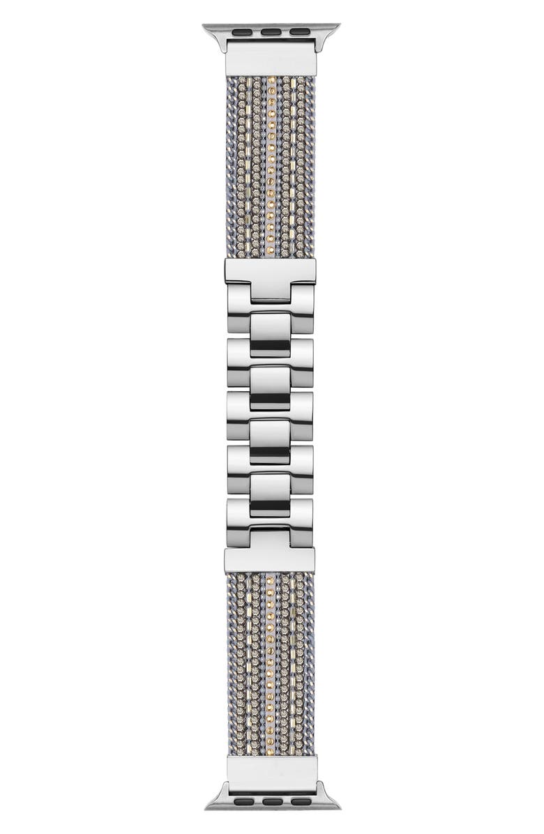 The Posh Tech Beaded Apple Watch<sup>®</sup> Bracelet Watchband, Alternate, color, Silver