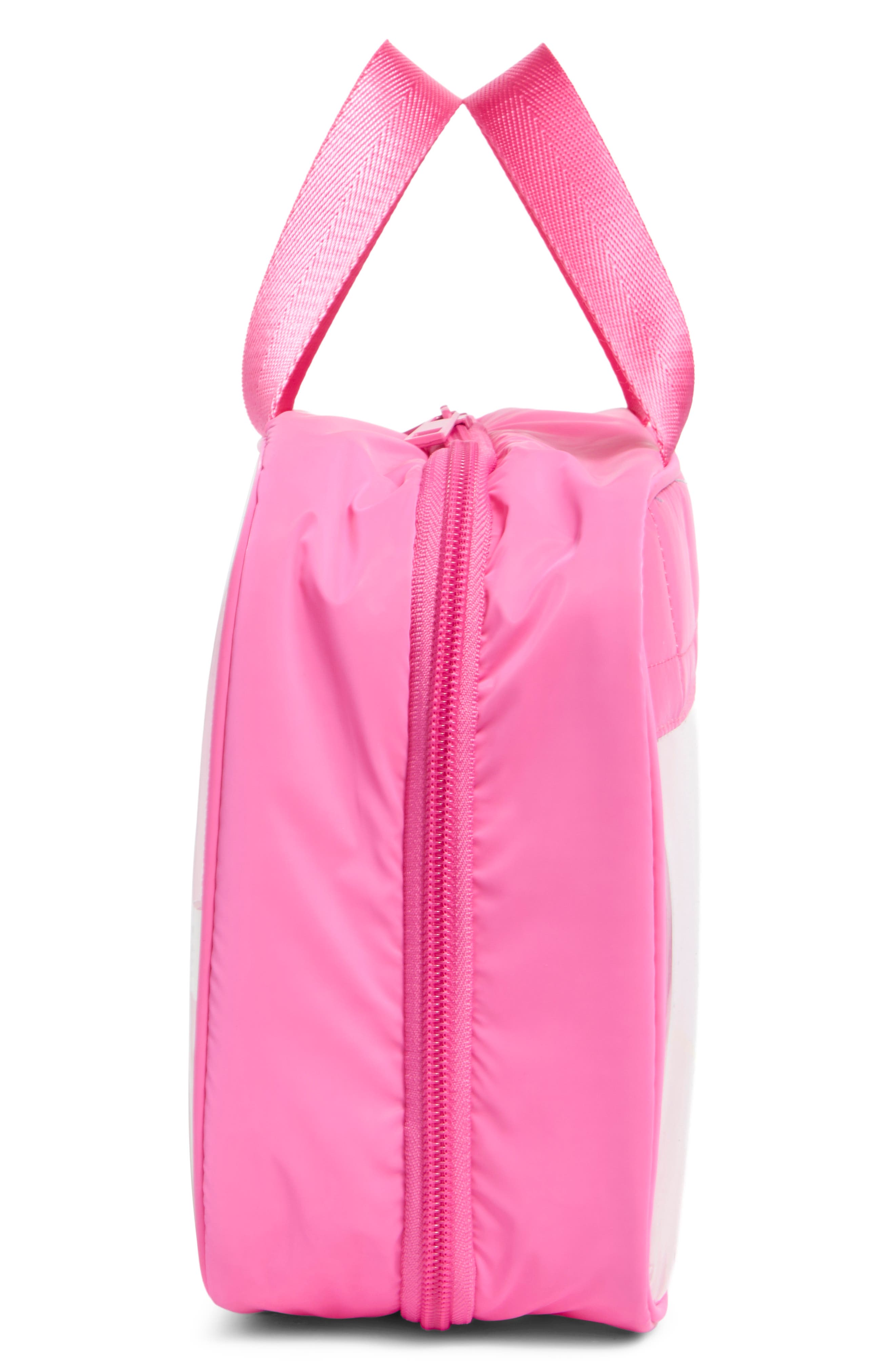 Box Quilted Clear Toiletry Case, Alternate, color, HOT PINK