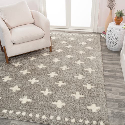 Jonathan Y Cristo Berber Geometric Shag Area Rug In Gray/ivory