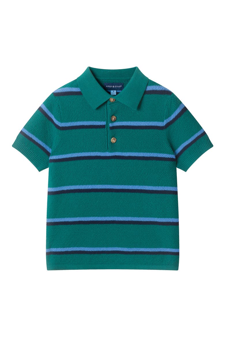 Kids' Striped Knit Polo, Main, color, GNB-GREEN STRIPE