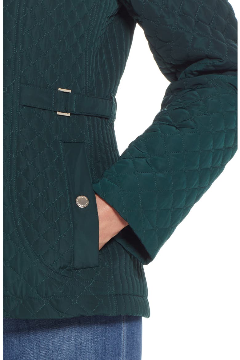 Quilted Stand Collar Jacket, Alternate, color, DARK HUNTER