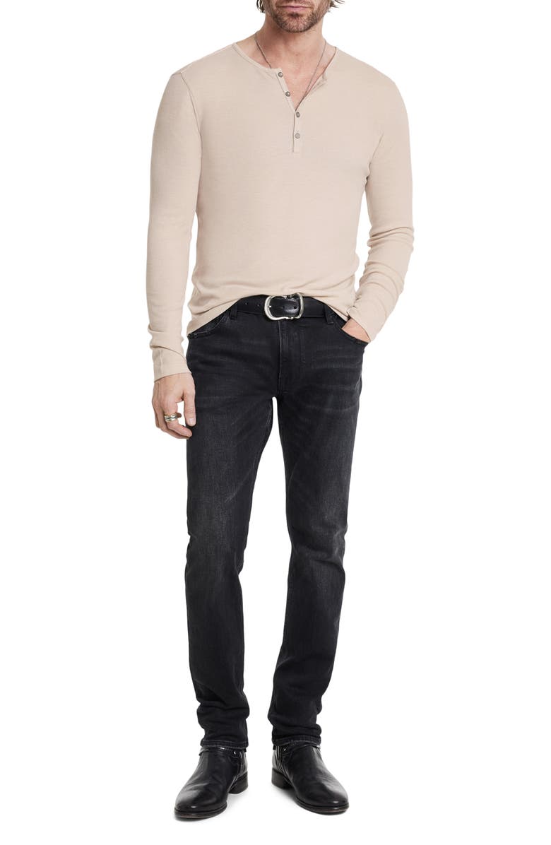 John Varvatos Carver Long Sleeve Lyocell & Wool Henley, Alternate, color, Wheat