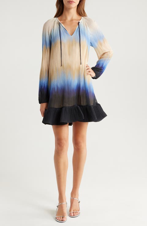 Adasia Long Sleeve Plissé Minidress
