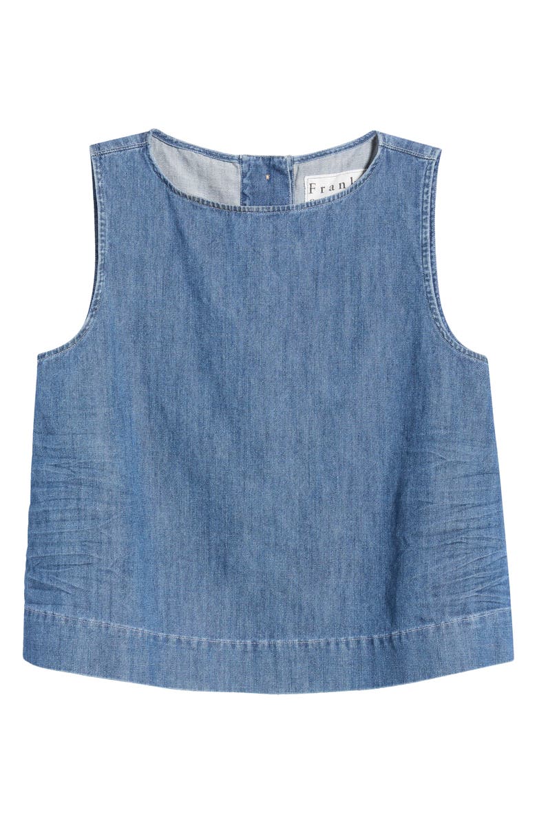 Frank & Eileen Denim Sleeveless Shell, Main, color, Distressed Indigo Washed Denim