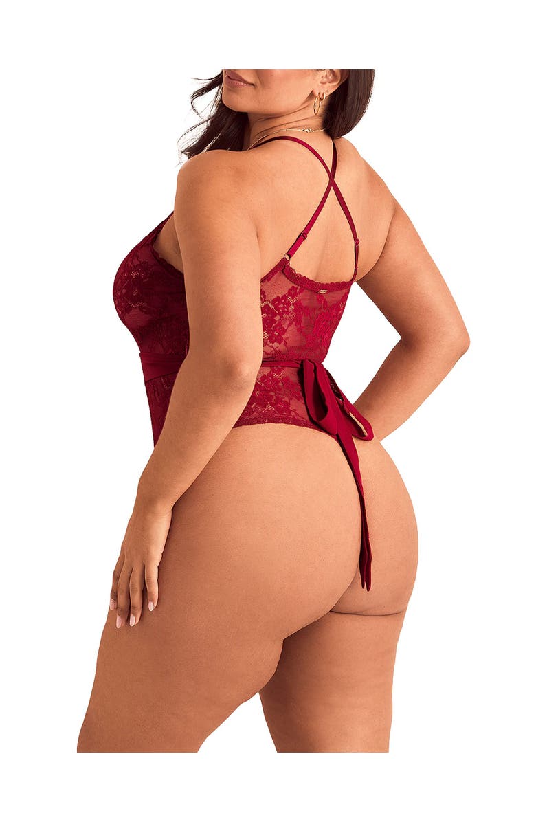 Adore Me Morgaine Bodysuit Lingerie, Alternate, color, Dark Red