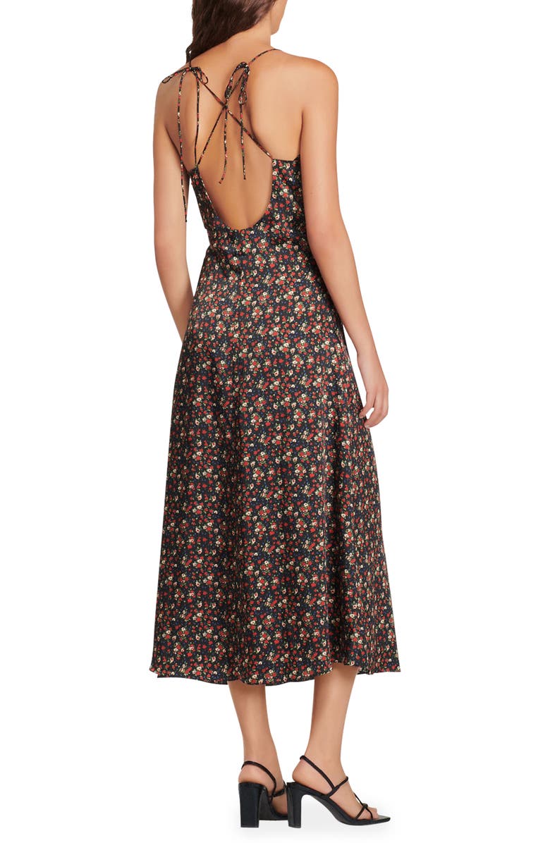 SANDRO Emmanuela Ditsy Midi Dress, Alternate, color, Black / Red