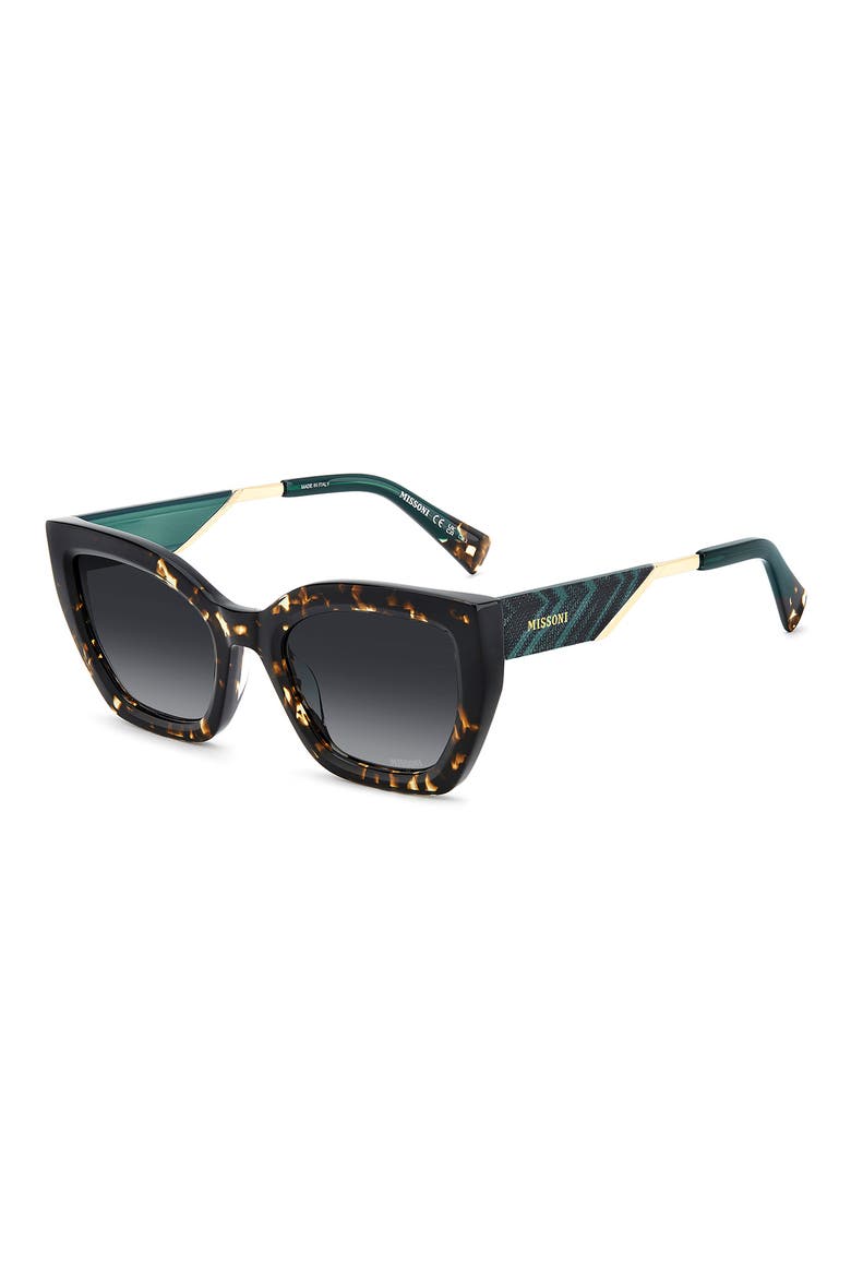 53mm Gradient Rectangular Sunglasses, Alternate, color, HAVANA BLACK/ DARK GREY SF
