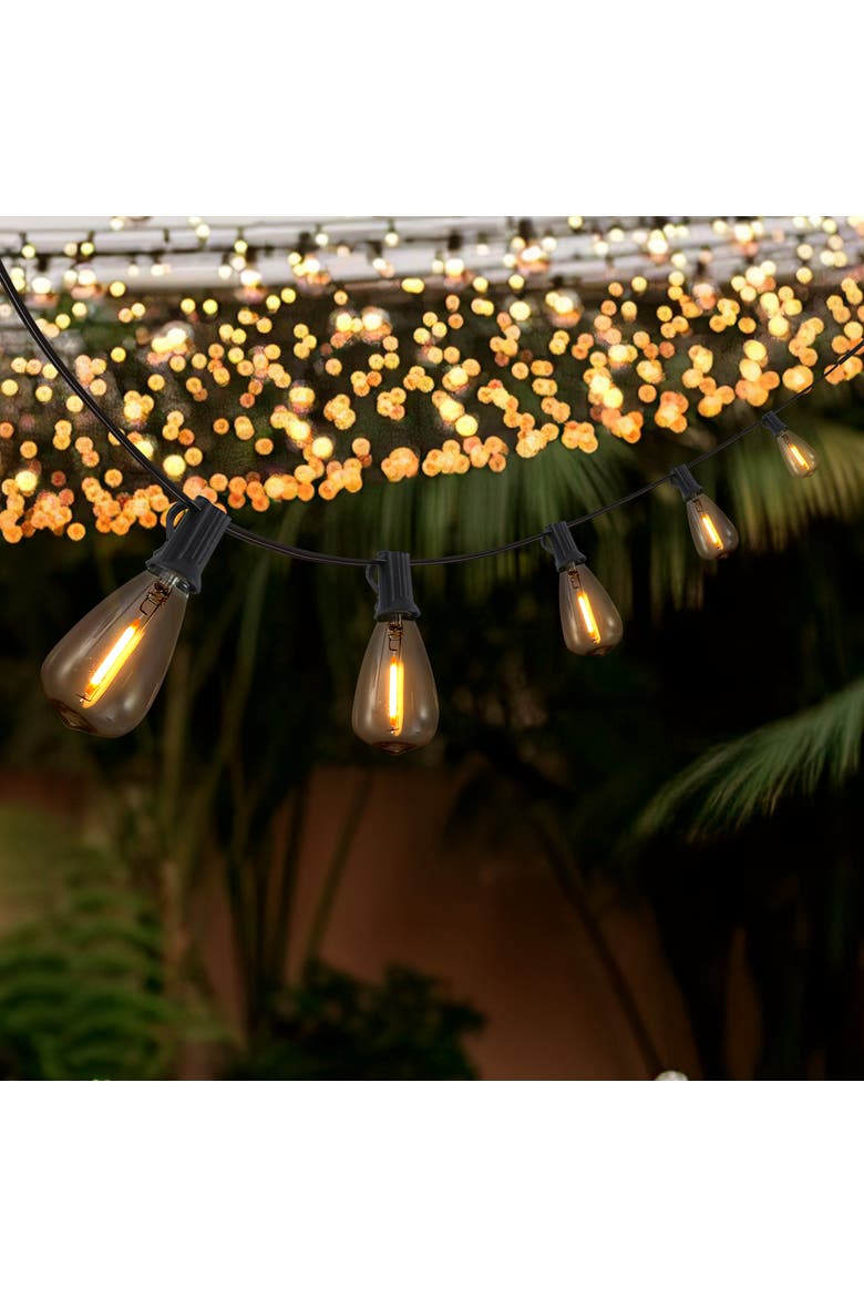 10-Light Indoor/Outdoor Rustic Industrial Incandescent C7 Half-Chrome Bulb String Lights, Alternate, color, Black
