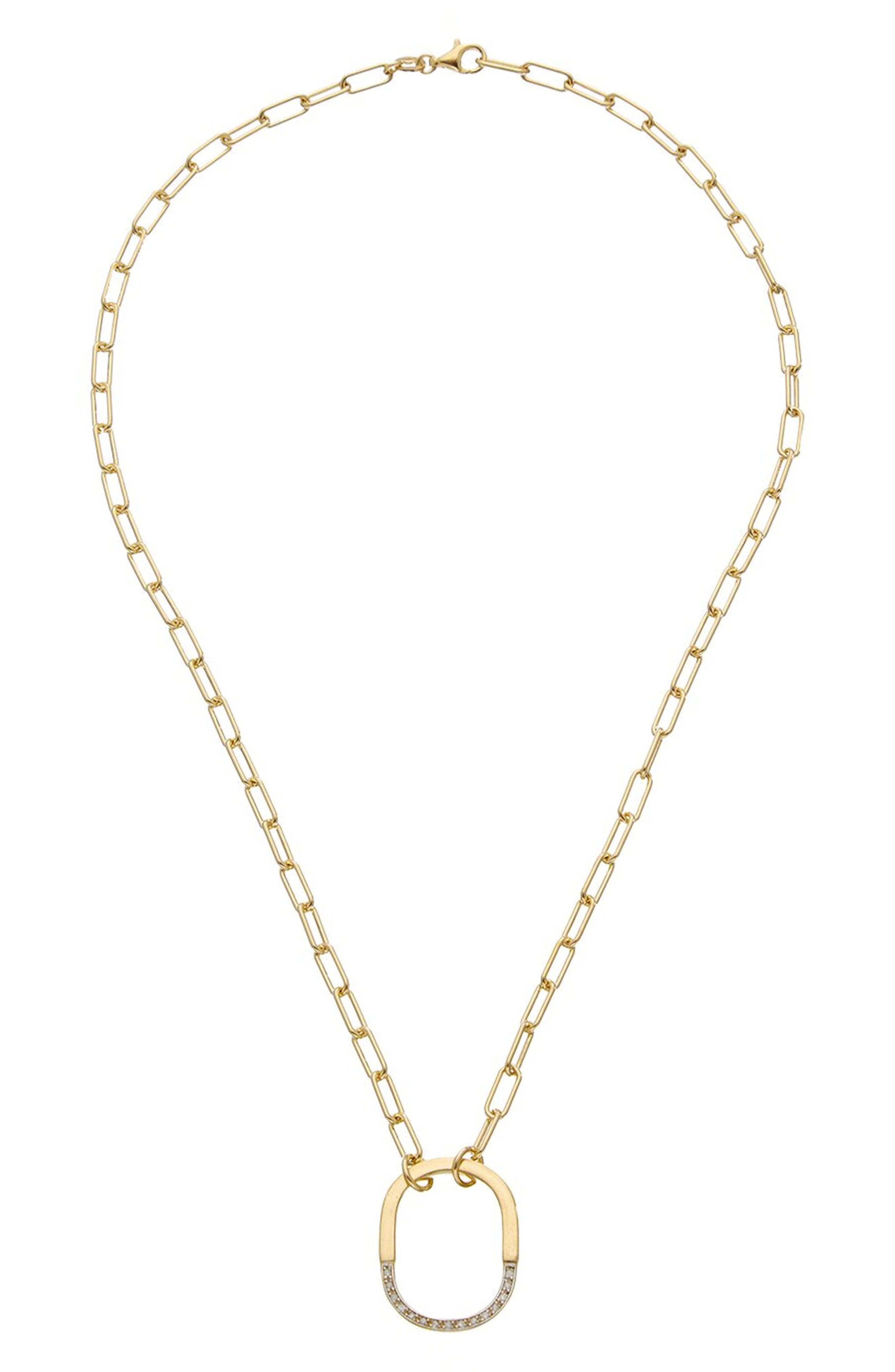 Sterling Silver Diamond Horseshoe Pendant Necklace