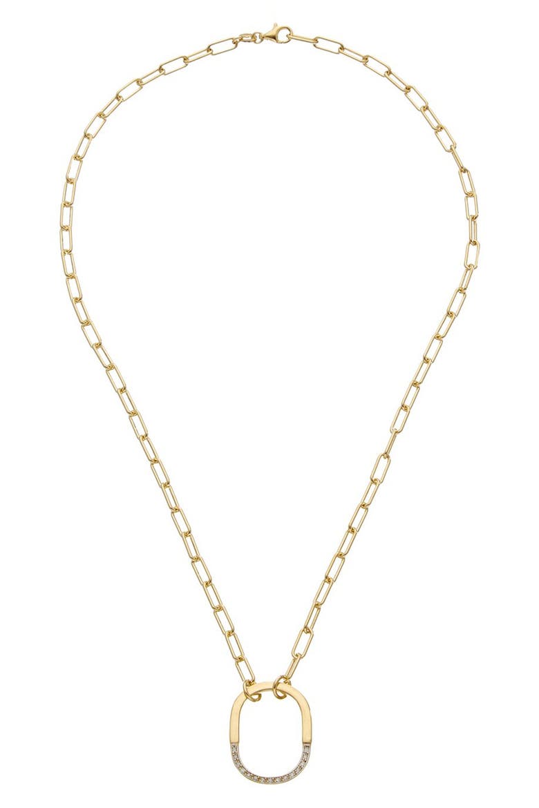 Sterling Silver Diamond Horseshoe Pendant Necklace, Main, color, YELLOW