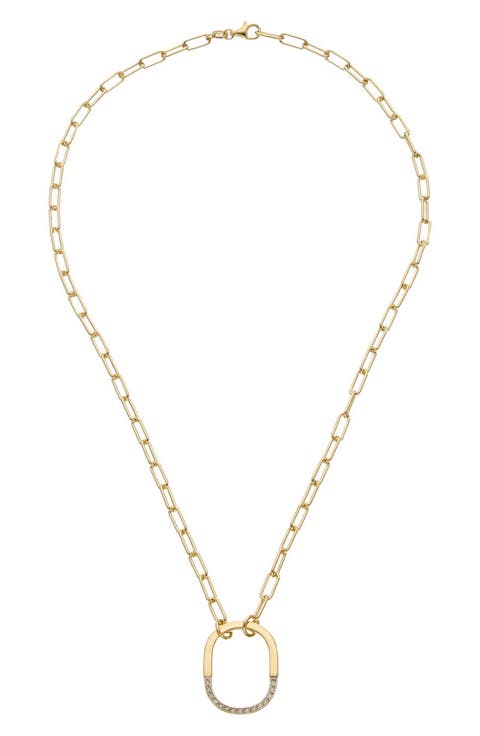 Sterling Silver Diamond Horseshoe Pendant Necklace