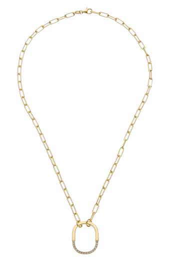 Sterling Silver Diamond Horseshoe Pendant Necklace