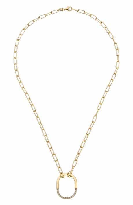 Sterling Silver Diamond Horseshoe Pendant Necklace